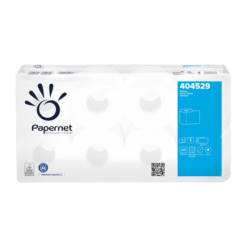 Toiletpapier - 2-laags wit geëmbosseerd - 400 vellen - Ecolabel - Verpakking van 48 rollen